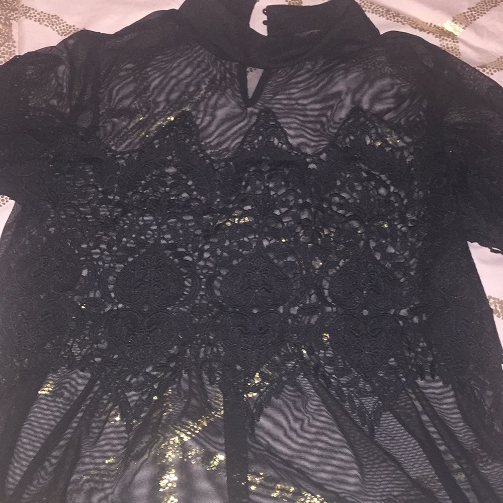 Black sheer lace blouse
